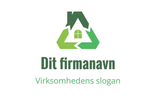 Moderne grønn logo med et hus og resirkuleringspiler