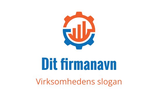 Moderne logo design med et tannhjul og søylediagram i blått og oransje