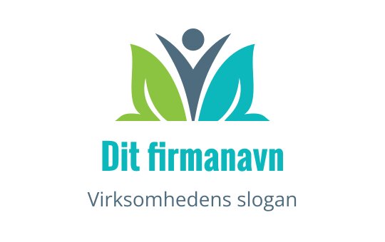 Moderne logo design med en stilisert figur og grønne blader