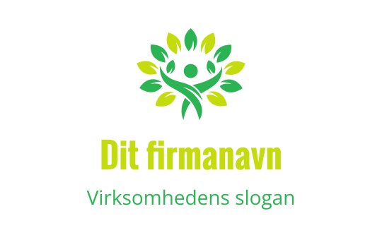 Fargerik logo med en grønn figur omgitt av bladaktige elementer