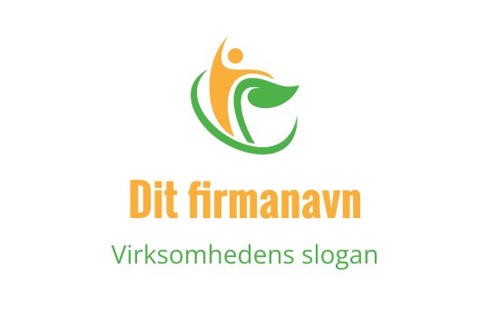 Dynamisk logo design med en stilisert figur og grønne blader