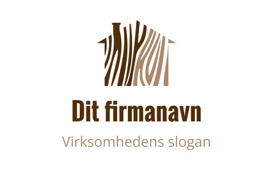 Stilisert huslogo med trestruktur i brune nyanser