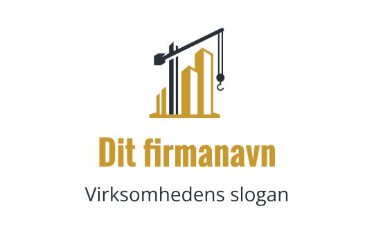 Moderne logo design med kran og bygning silhuetter i gull og svart