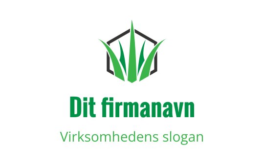 Moderne grønn logo med stiliserte gress-elementer og en sekskantet form
