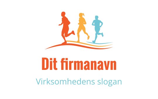 Dynamisk logo design med tre løpende figurer i livlige farger