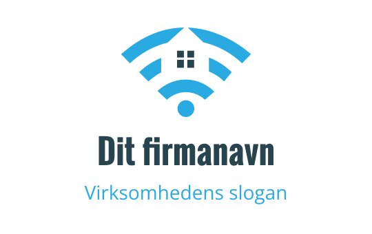 Moderne blå logo med hus og Wi-Fi signal elementer