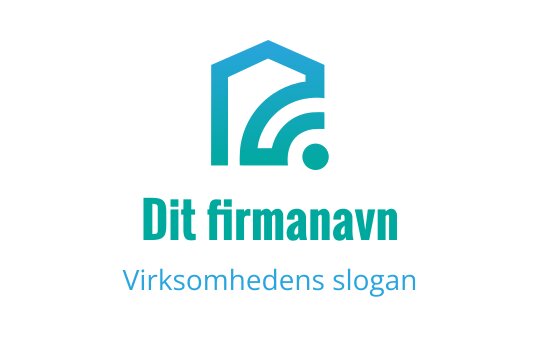 Moderne blå og teal logo med huskontur og buede linjer