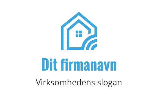 Moderne blå huslogo med stilisert tak og buede linjer