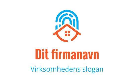 Moderne logo design med et hus og fingeravtrykk i blått og oransje