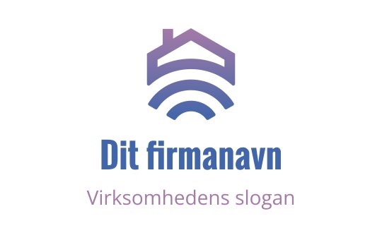 Moderne logo design med hus silhuett og signalbølger i blått og lilla