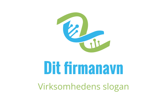 Moderne logo design med sammenflettede blå og grønne former som ligner DNA-strenger