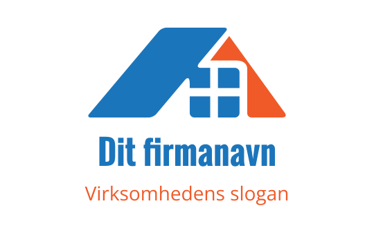 Moderne blå og oransje logo med et stilisert tak og vindu