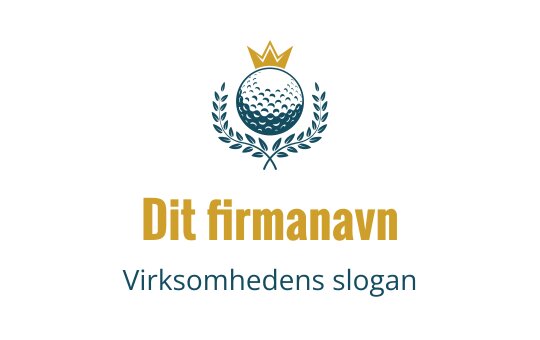 Elegant logo med en golfball, krone og laurbærblader