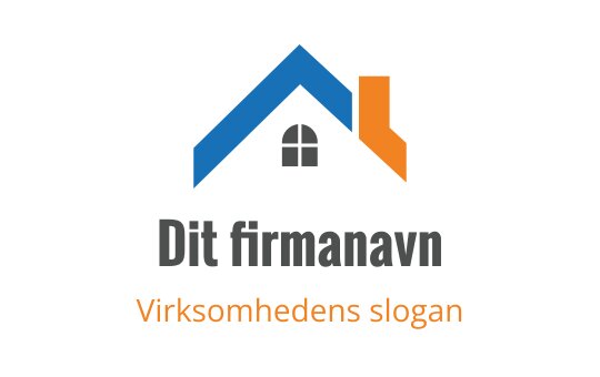 Moderne huslogo med blått tak og oransje aksent