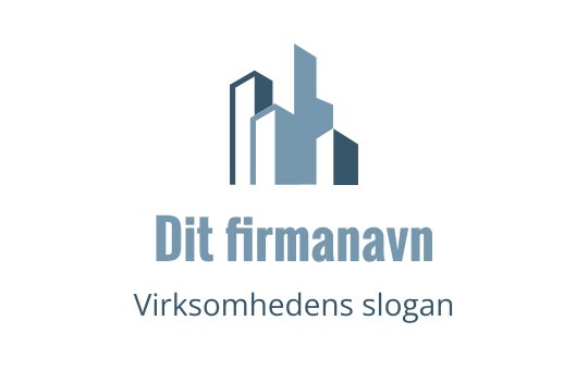 Moderne logo design med abstrakte blå skyskrapere og ren typografi