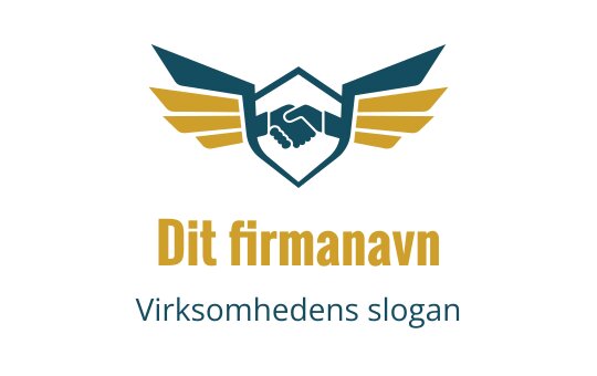 Fet logo design med et skjold, vinger og håndtrykkselementer