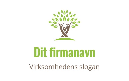 Moderne trelogo med en person som omfavner stammen