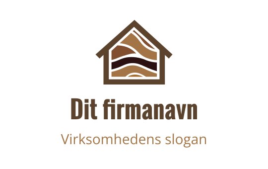 Stilig huslogo med lagdelte brune og beige mønstre