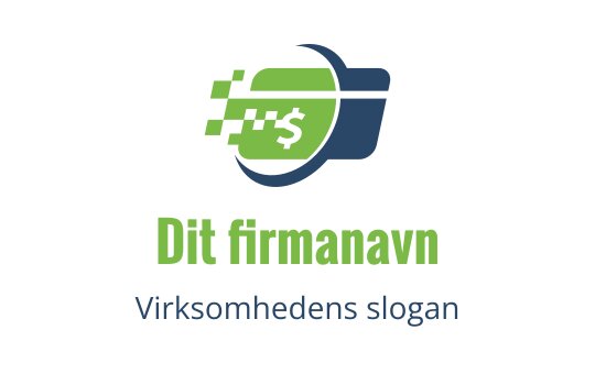 Dynamisk logo design med en grønn og blå lommebok med hastighetslinjer