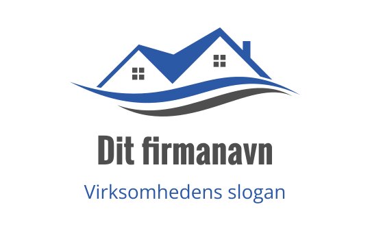 Moderne blå huslogo med flytende bølgeelementer