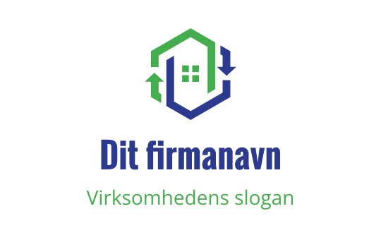 Moderne logo design med et hus og grønne og blå piler