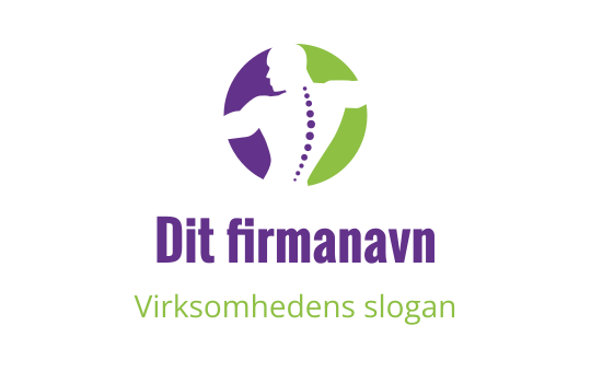 Dynamisk logo design med en silhuett med ryggrad i lilla og grønn