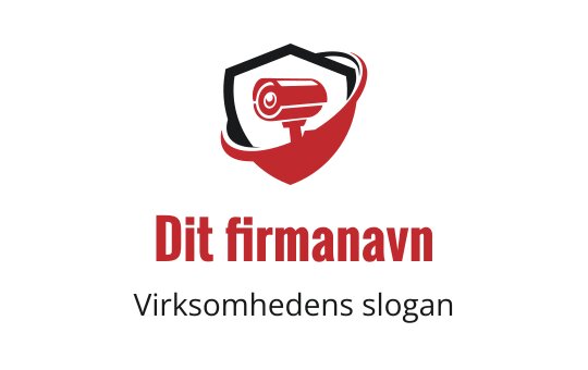 Fet logo design med et sikkerhetskamera innenfor en skjoldform