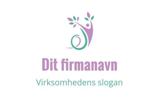 Moderne logo design med en stilisert figur med blader i grønt og lilla