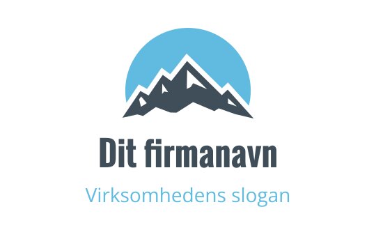 Fjell logo design med en blå sirkel og mørke topper