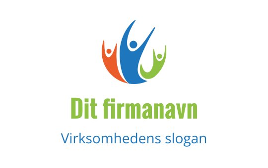 Fargerik logo med abstrakte figurer i oransje, blått og grønt