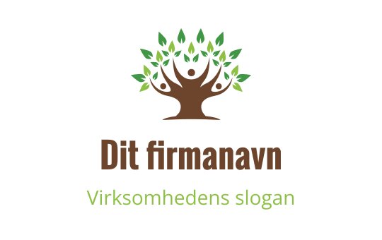 Moderne trelogo med grønne blader og brun stamme
