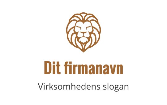 Moderne logo design med en dristig løvehode i varme brune toner