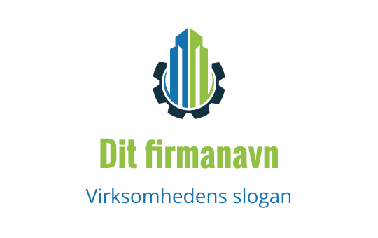Moderne logo design med en blå og grønn skyskraper i en tannhjulform