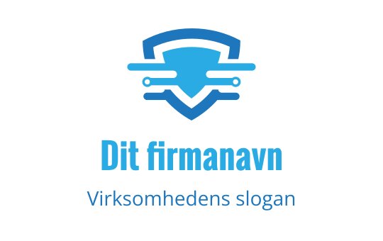 Moderne blå skjoldlogo med abstrakte linjer og former