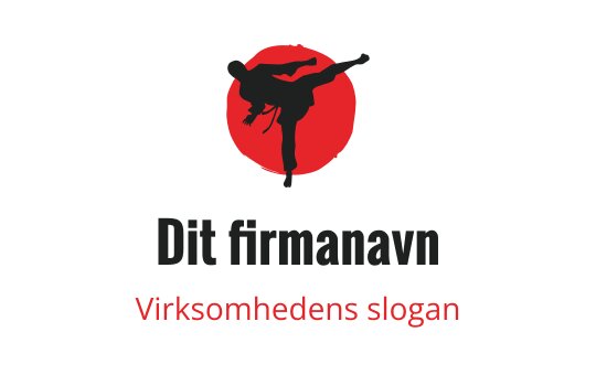 Dynamisk logo design for kampsport med en sparkende silhuett mot en rød sirkel
