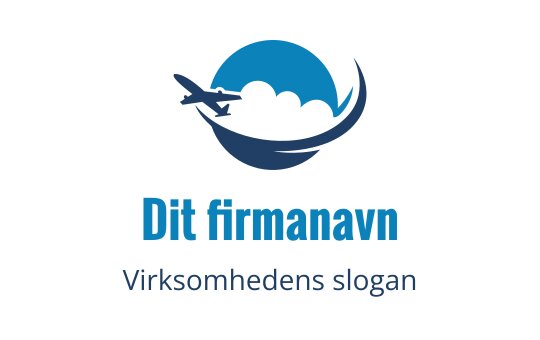 Moderne logo design med et fly over stiliserte skyer og en blå sirkel