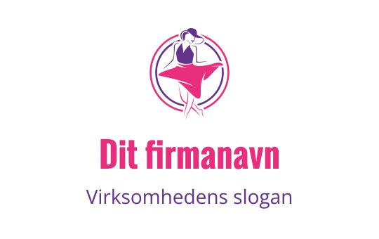 Elegant logo med en danser i rosa skjørt og sirkulær ramme