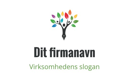 Fargerik trelogo med blader i ulike nyanser og en pennstamme