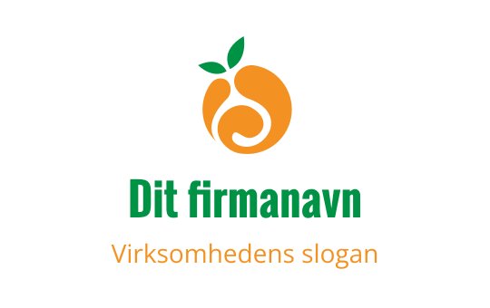 Moderne oransje logo med stilisert frukt og grønne blader