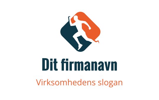 Dynamisk logo design med en løper i oransje og blå former