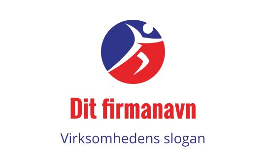 Dynamisk logo design med en rød og blå sirkelform og en figur i bevegelse