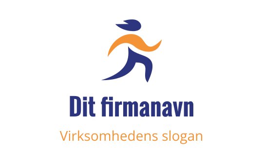 Dynamisk logo design med en stilisert løper i blått og oransje