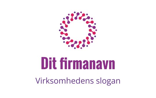 Fargerik sirkulær logo med prikker i rosa og lilla nyanser