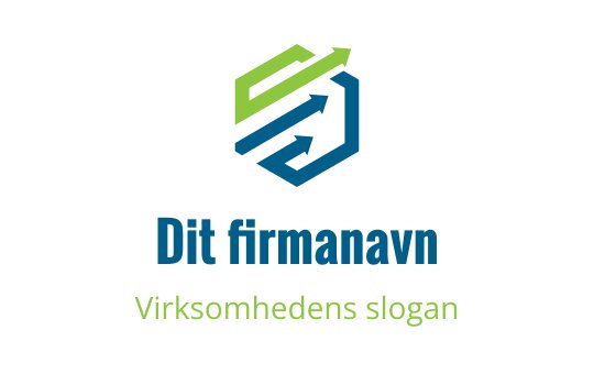 Moderne geometrisk logo med grønne og blå piler i en sekskant