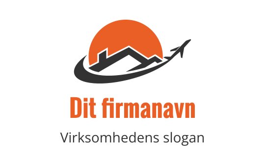 Moderne logo design med sol, hus silhuett og fly