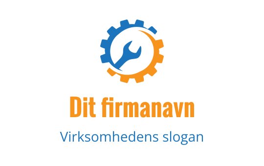 Moderne logo design med en tannhjul og skiftenøkkel i blått og oransje