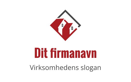 Moderne rød og svart logo med en stilisert husform
