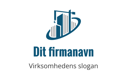 Moderne logo design med en stilisert bygning og vekt i blått