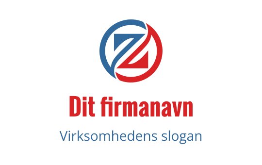 Moderne sirkulær logo med blå og røde sammenflettede former
