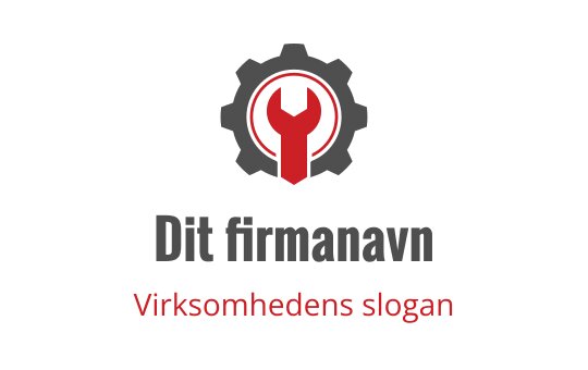 Fet logo design med en rød skiftenøkkel inne i et grått tannhjul